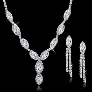 Szelam Femme Rhinestone Wedding Jewelry Sets Bridal Women Long Tassel Necklace Earrings Jewellery Set Accessories SET150067