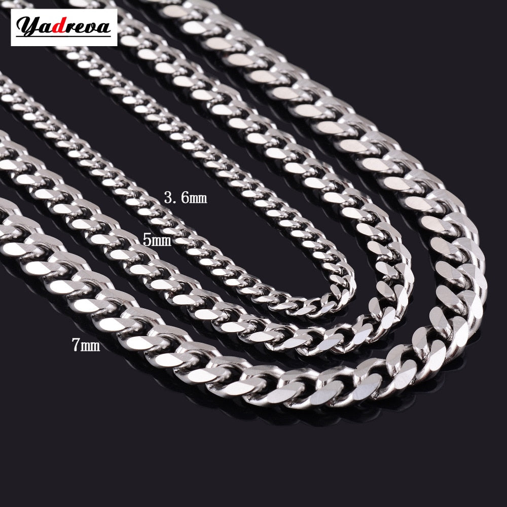 Never Fade 3.5mm/5mm/7mm Stainless Steel Cuban Chain Necklace Waterproof  Men Link Curb Chain Gift Jewelry